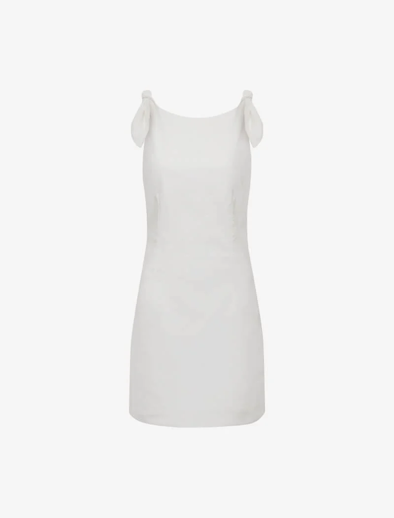 Coastal Mini Dress | White Linen - Image 8