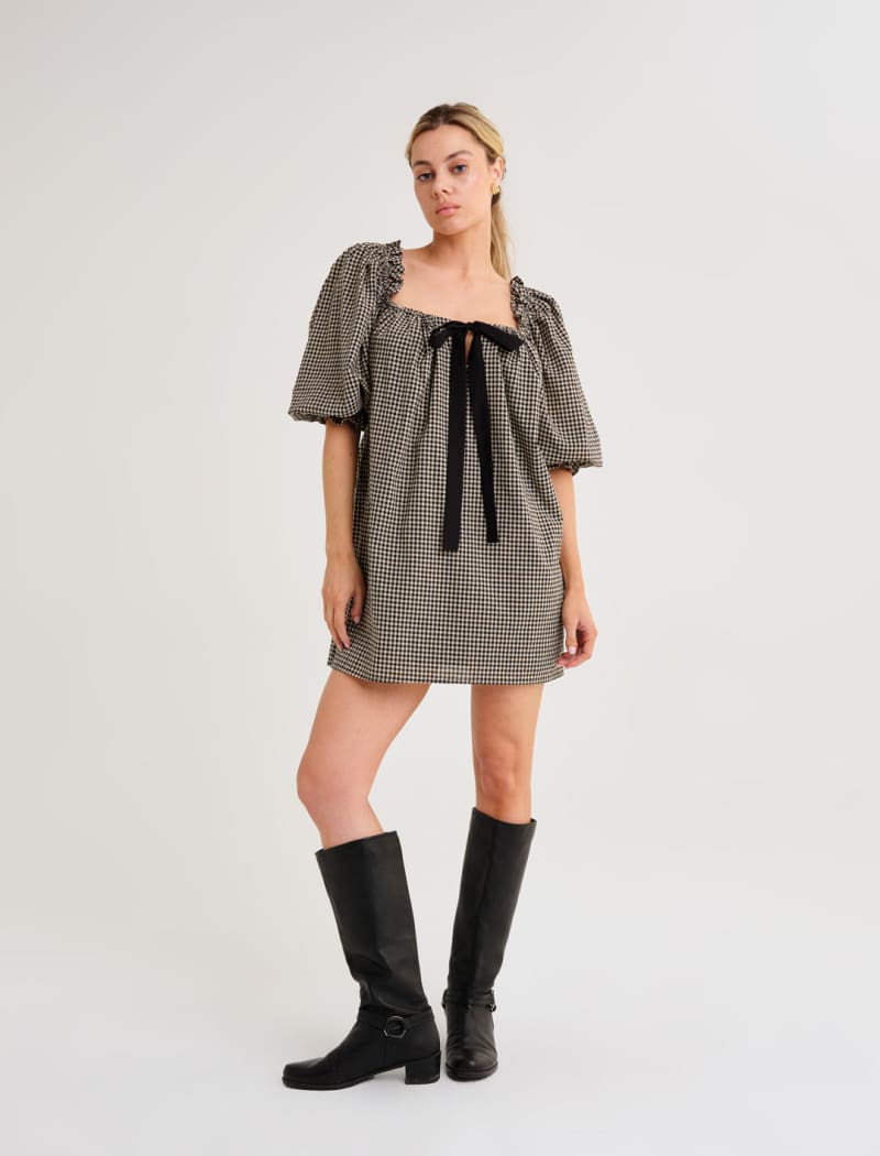 Darling Mini Dress | Black Gingham - Image 3