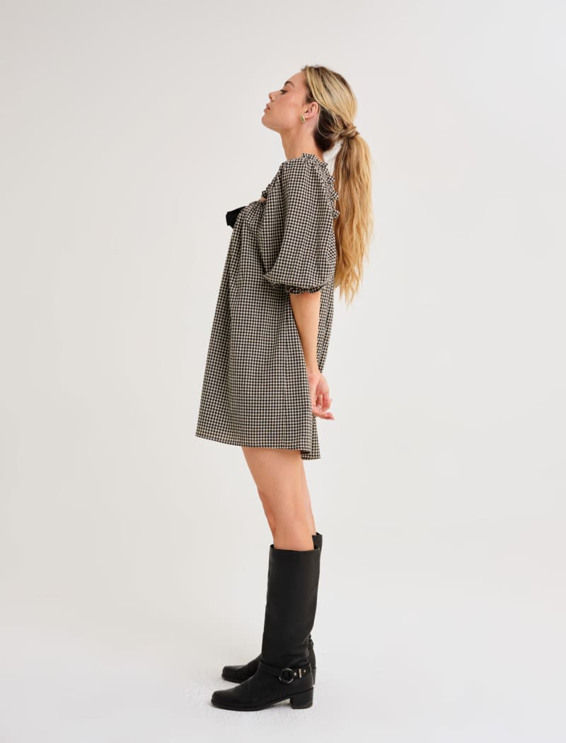 Darling Mini Dress | Black Gingham - Image 4