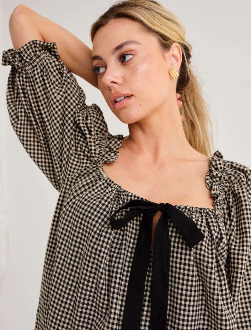 Darling Mini Dress | Black Gingham - Image 6