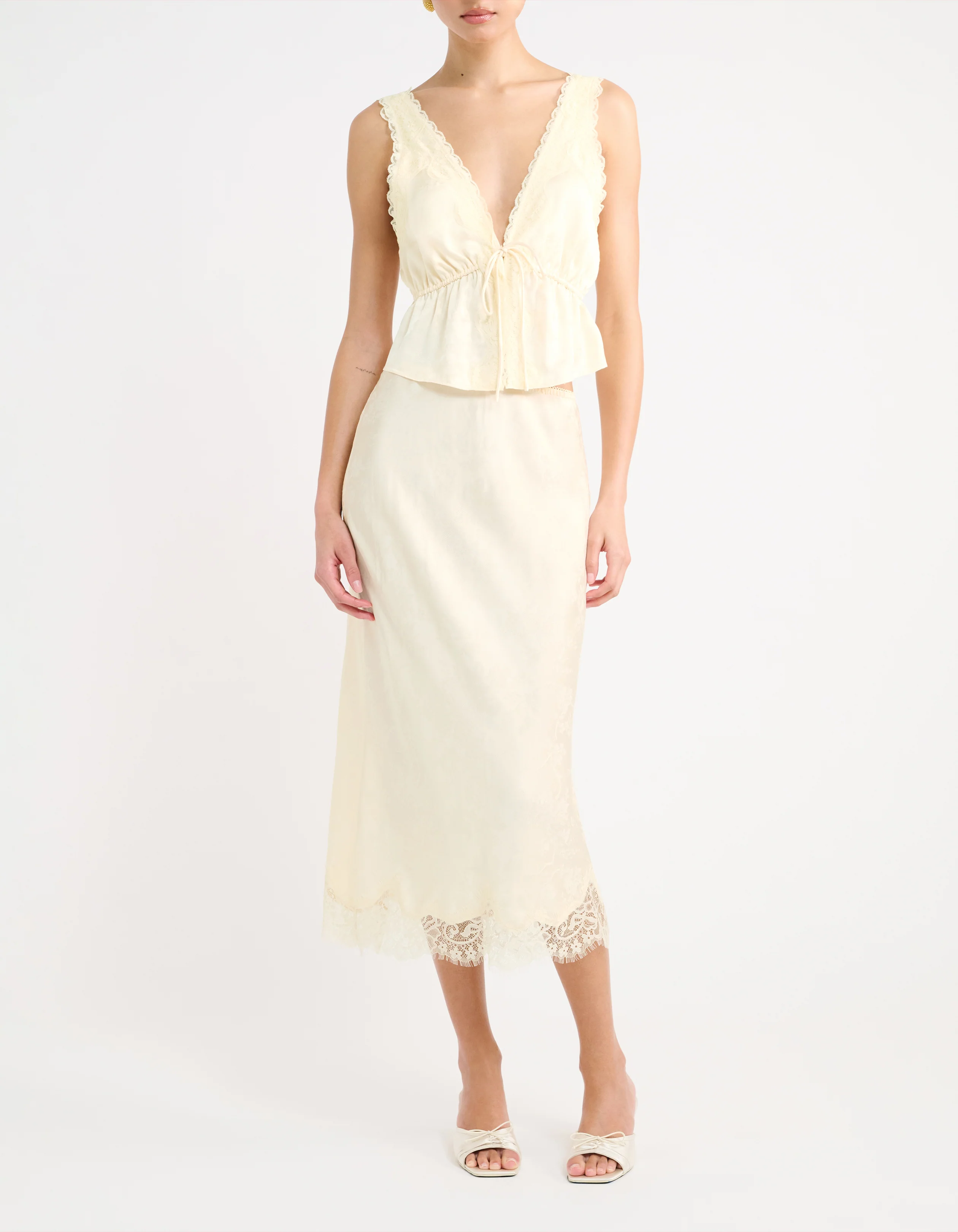 Lady Lace Midi Skirt | Ivory Jacquard - Image 2