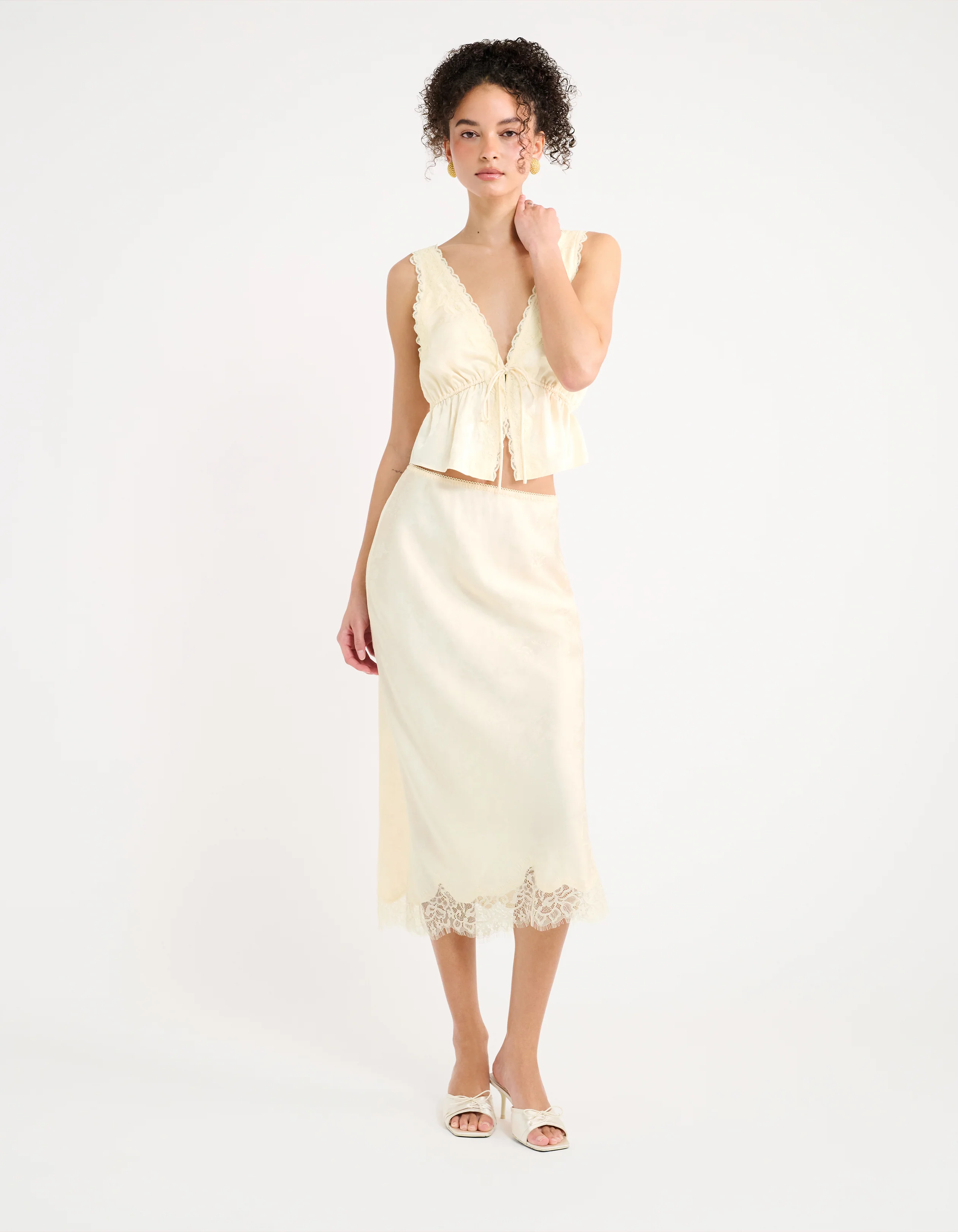 Lady Lace Midi Skirt | Ivory Jacquard - Image 3