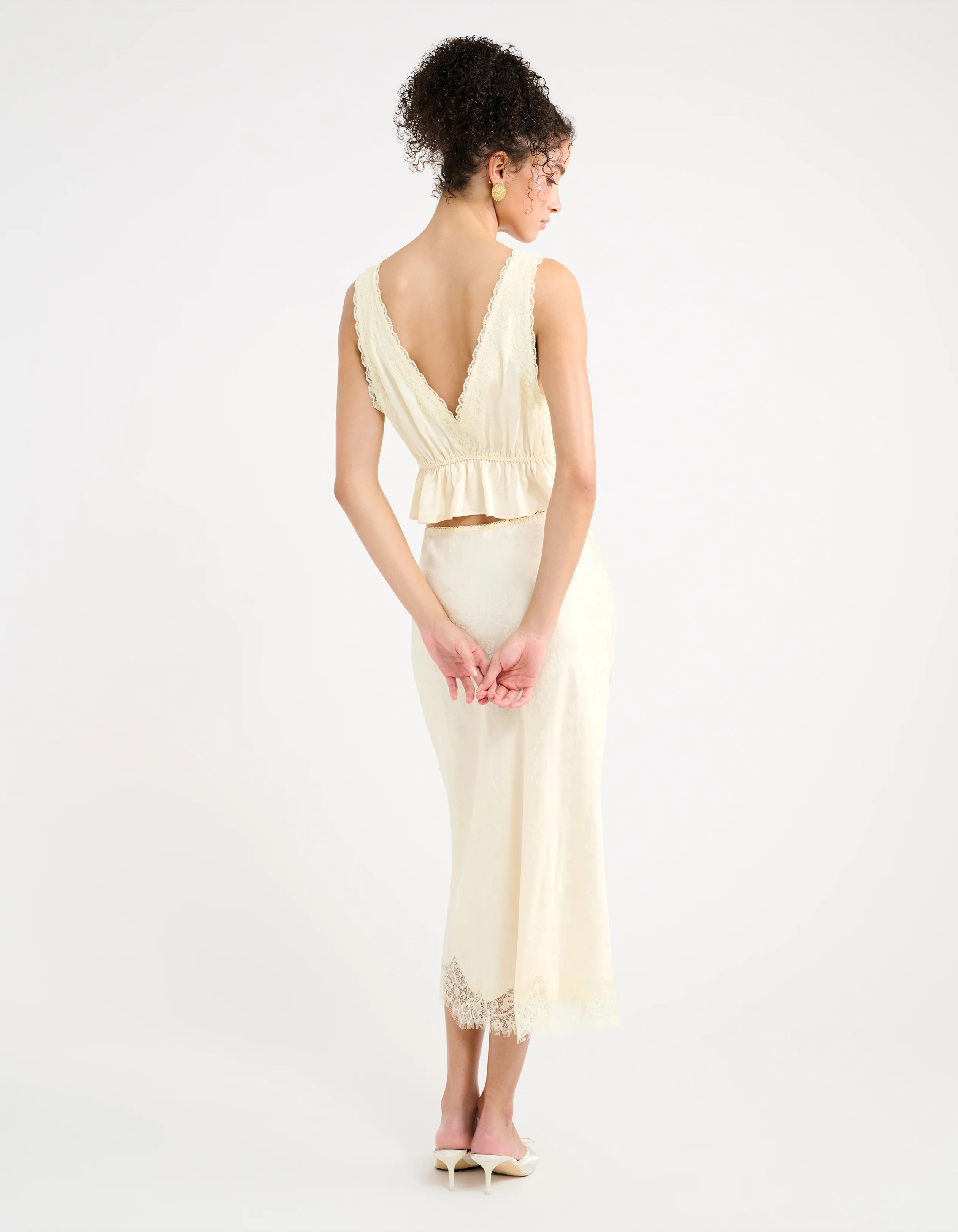 Lady Lace Midi Skirt | Ivory Jacquard - Image 4