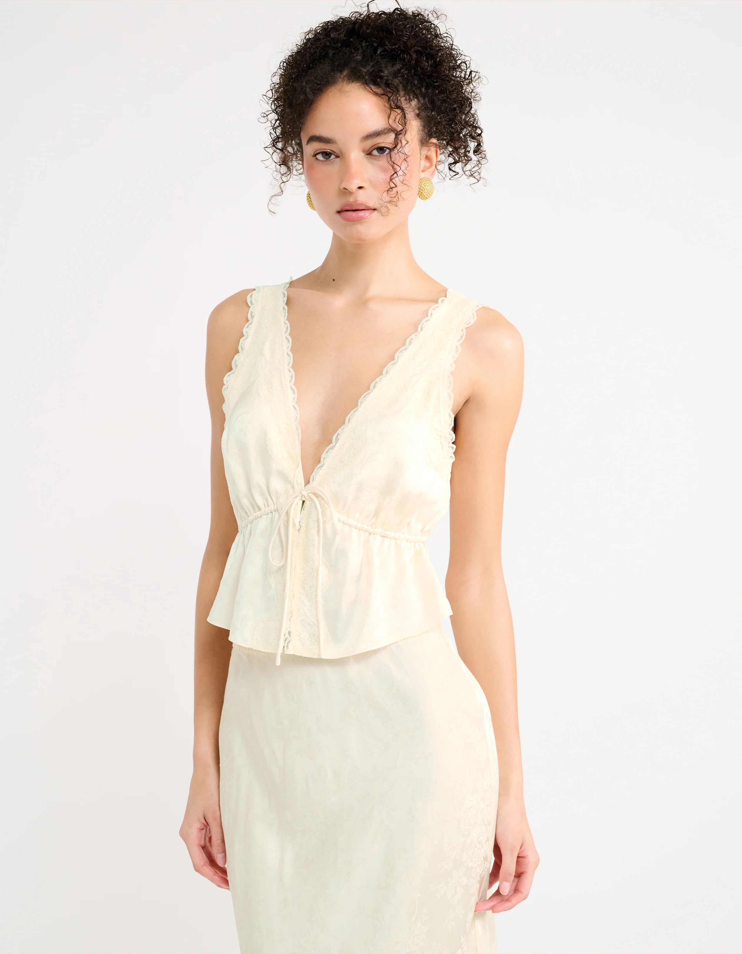 Lady Lace Top | Ivory Jacquard