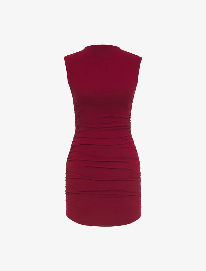 Minimalist Mini Dress | Maroon - Image 6