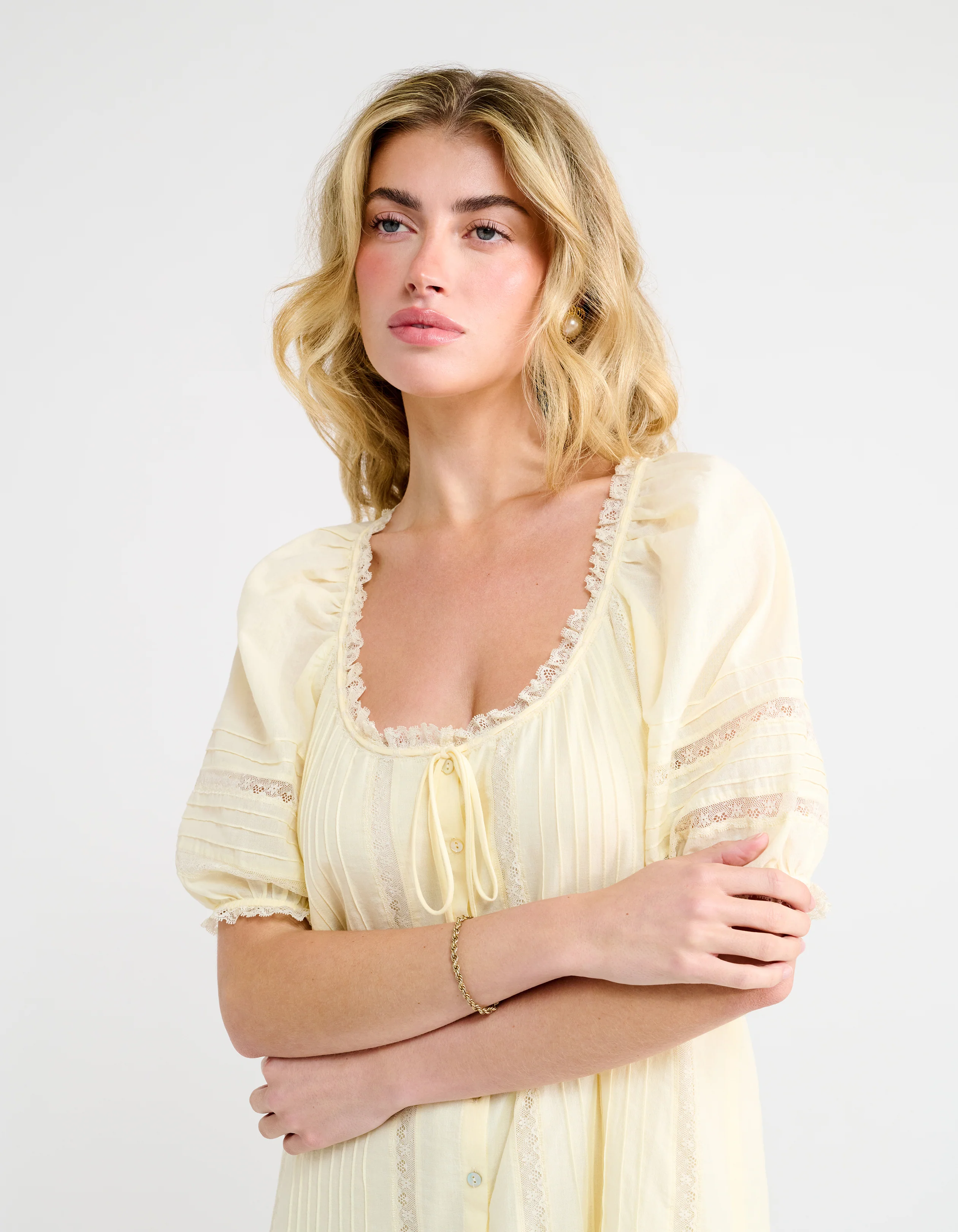 Prairie Mini Dress | Custard - Image 3