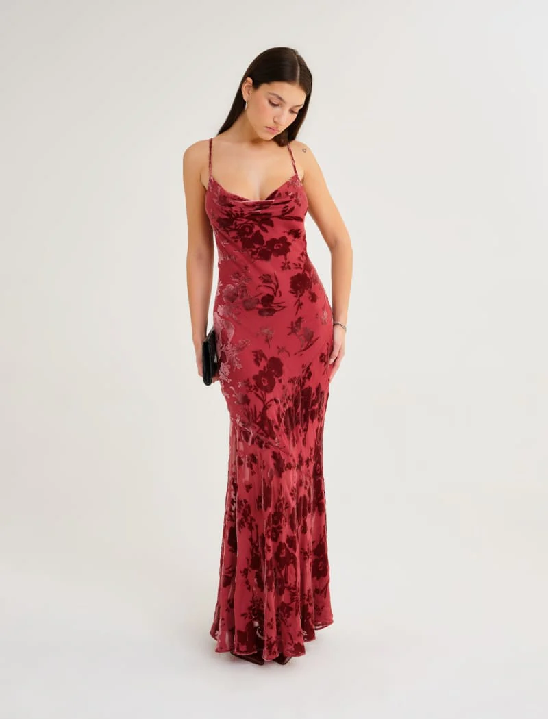 Santeria Maxi Dress | Crimson Devore - Image 3