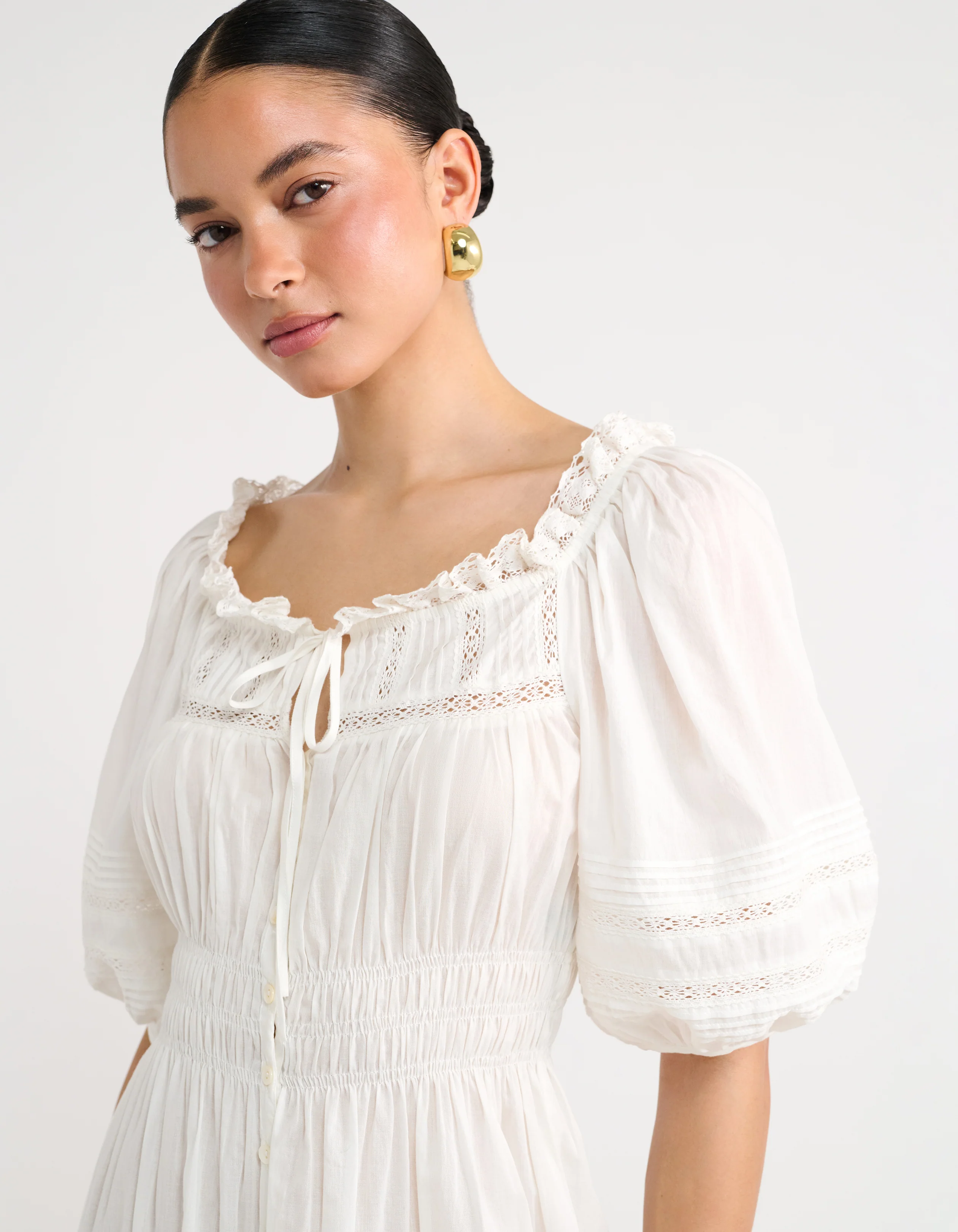 Sea Cotton Midi Dress | White - Image 4
