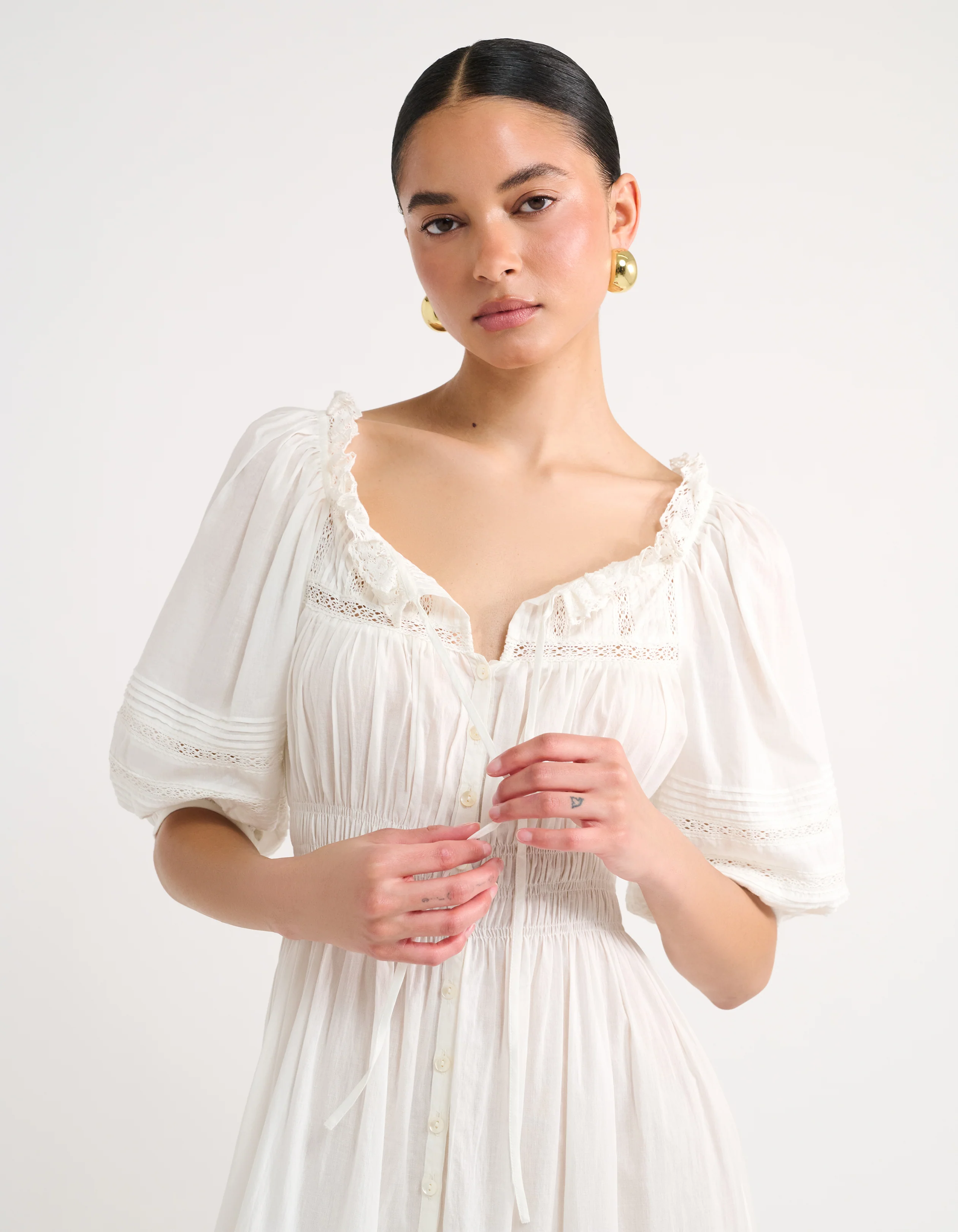 Sea Cotton Midi Dress | White - Image 5