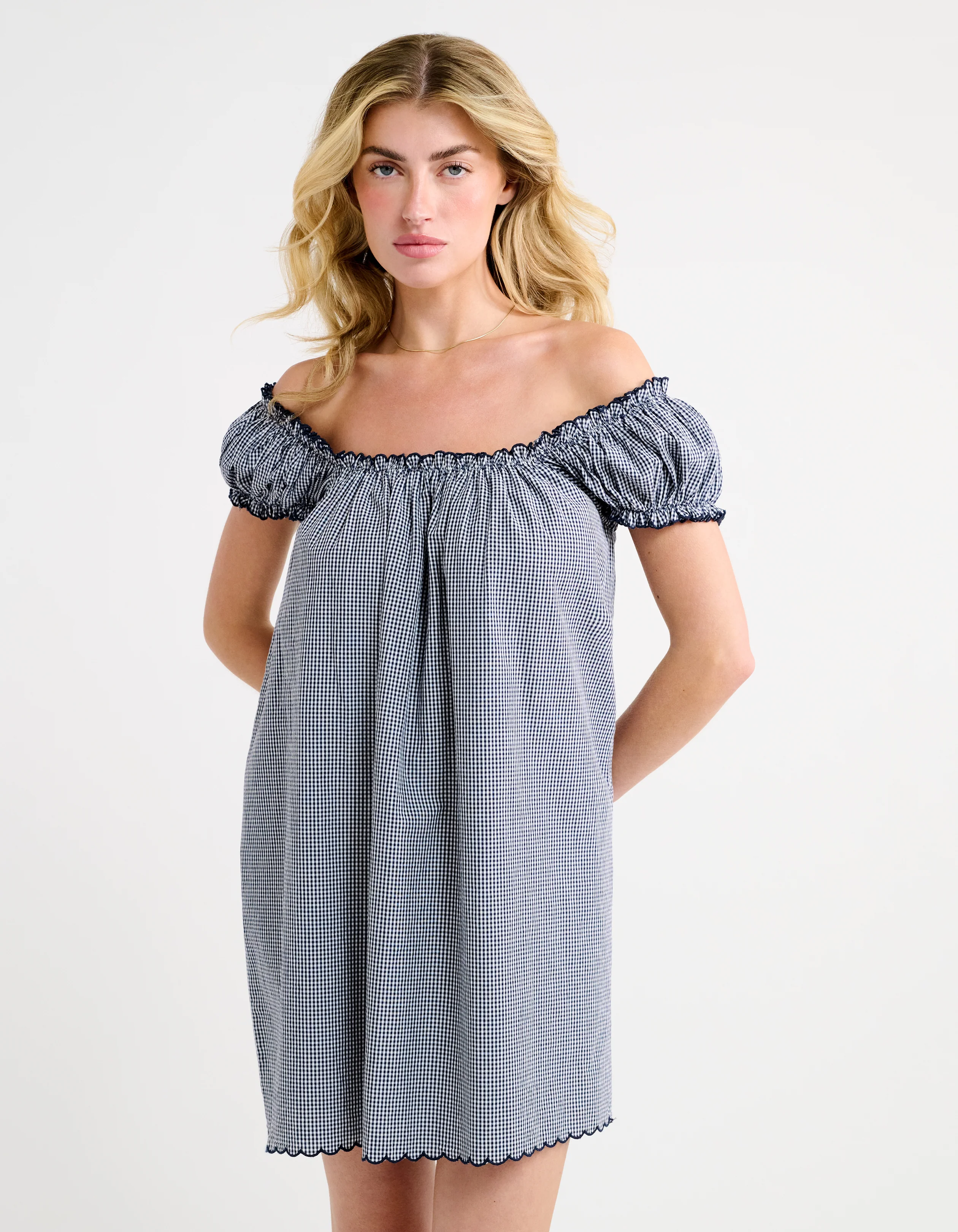 Slowtide Mini Dress | Navy Gingham