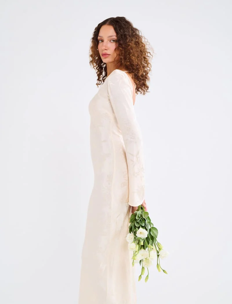 Sweet Talker Maxi Dress | Ivory Jacquard - Image 3