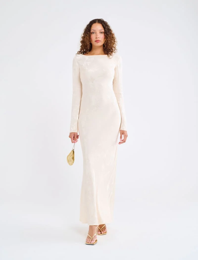 Sweet Talker Maxi Dress | Ivory Jacquard - Image 4