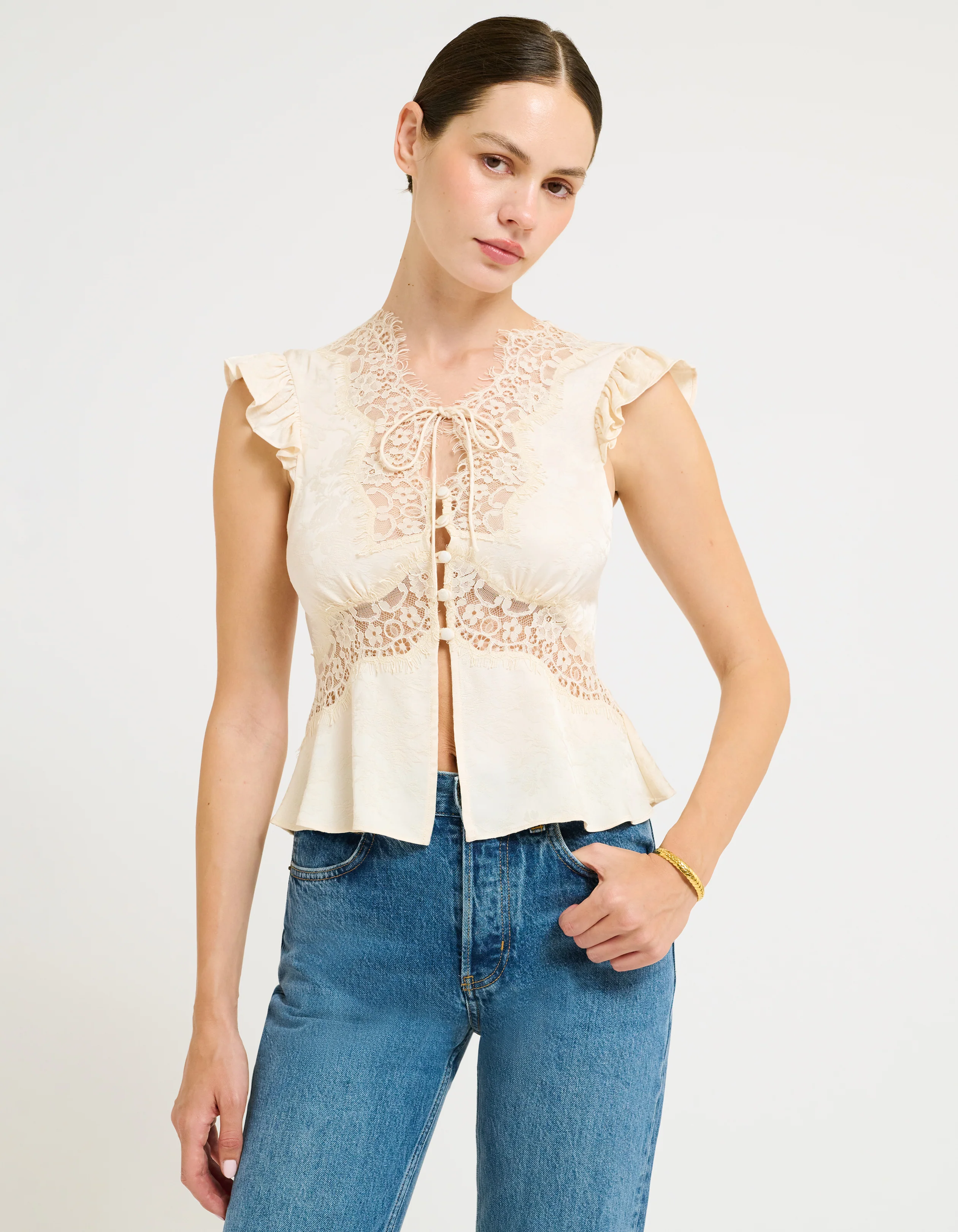 Wisteria Top | Ivory Jacquard