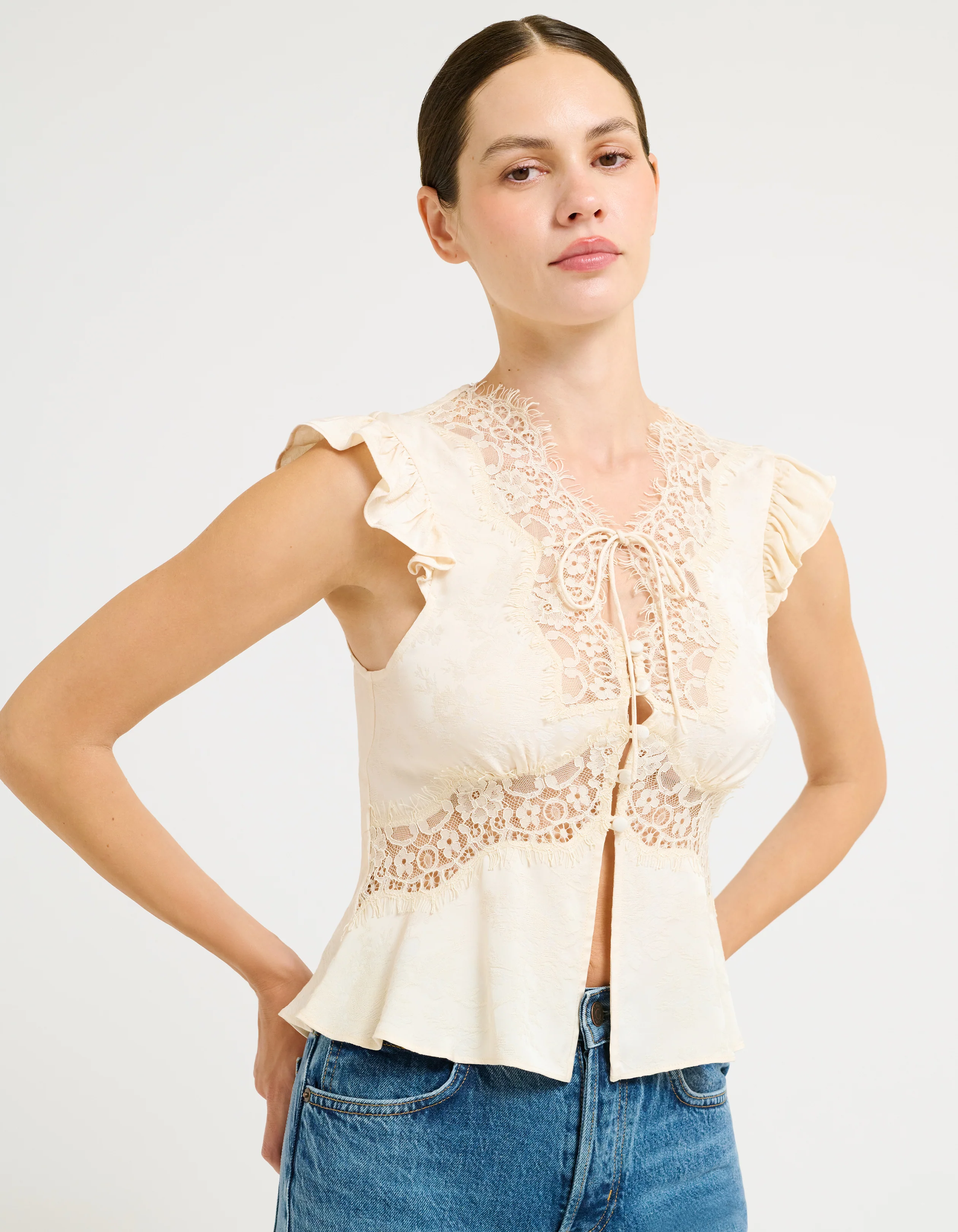 Wisteria Top | Ivory Jacquard - Image 3